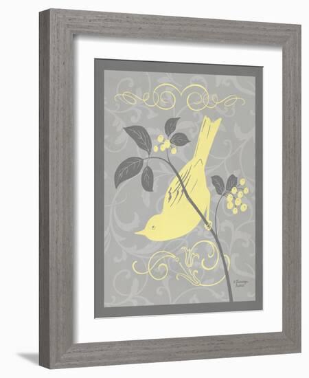 Grey & Yellow Bird I-Gwendolyn Babbitt-Framed Art Print