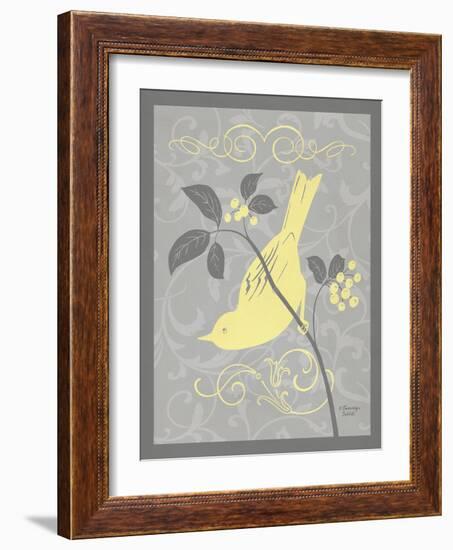 Grey & Yellow Bird I-Gwendolyn Babbitt-Framed Art Print