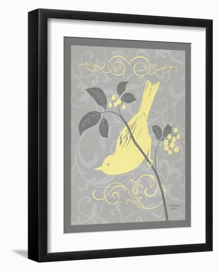 Grey & Yellow Bird I-Gwendolyn Babbitt-Framed Art Print