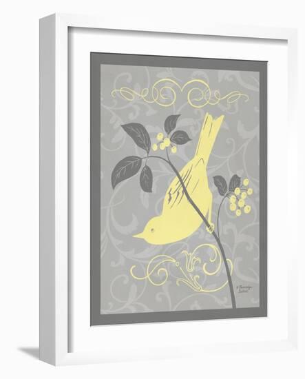 Grey & Yellow Bird I-Gwendolyn Babbitt-Framed Art Print