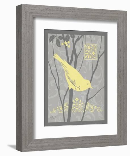 Grey & Yellow Bird II-Gwendolyn Babbitt-Framed Art Print