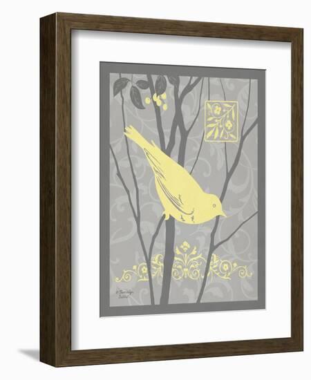 Grey & Yellow Bird II-Gwendolyn Babbitt-Framed Art Print