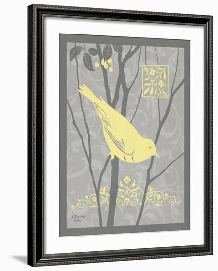 Grey & Yellow Bird II-Gwendolyn Babbitt-Framed Art Print