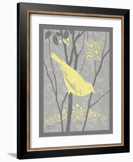 Grey & Yellow Bird II-Gwendolyn Babbitt-Framed Art Print