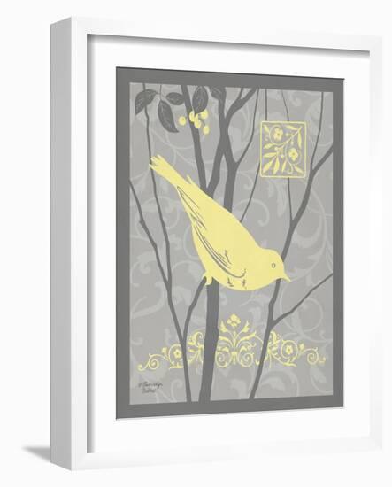 Grey & Yellow Bird II-Gwendolyn Babbitt-Framed Art Print