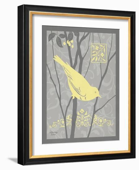 Grey & Yellow Bird II-Gwendolyn Babbitt-Framed Art Print