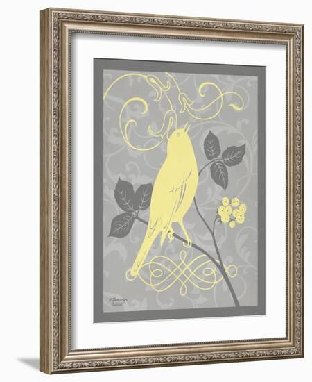 Grey & Yellow Bird III-Gwendolyn Babbitt-Framed Art Print