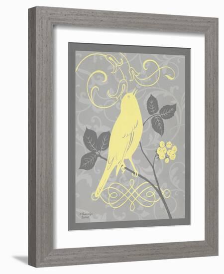 Grey & Yellow Bird III-Gwendolyn Babbitt-Framed Art Print