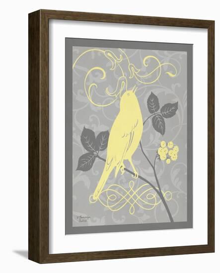 Grey & Yellow Bird III-Gwendolyn Babbitt-Framed Art Print