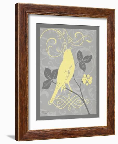 Grey & Yellow Bird III-Gwendolyn Babbitt-Framed Art Print