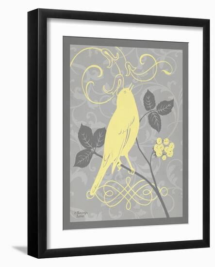 Grey & Yellow Bird III-Gwendolyn Babbitt-Framed Art Print