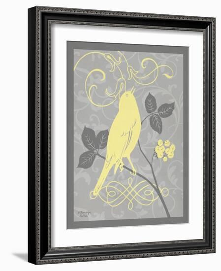 Grey & Yellow Bird III-Gwendolyn Babbitt-Framed Art Print