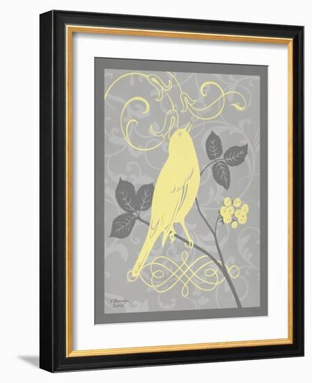 Grey & Yellow Bird III-Gwendolyn Babbitt-Framed Art Print