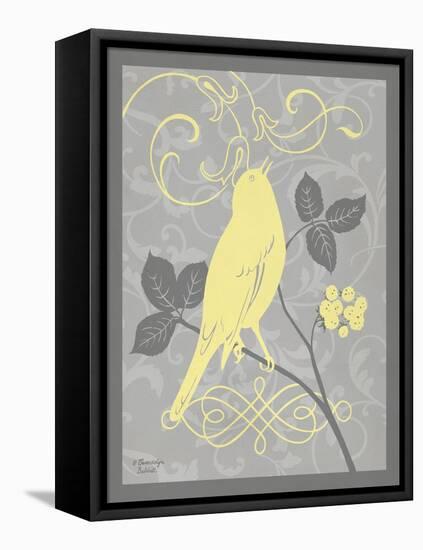 Grey & Yellow Bird III-Gwendolyn Babbitt-Framed Stretched Canvas