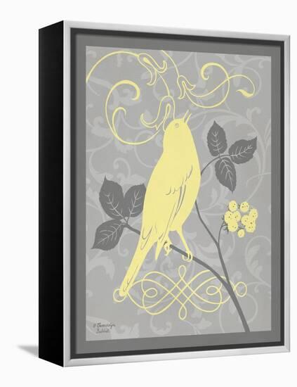 Grey & Yellow Bird III-Gwendolyn Babbitt-Framed Stretched Canvas