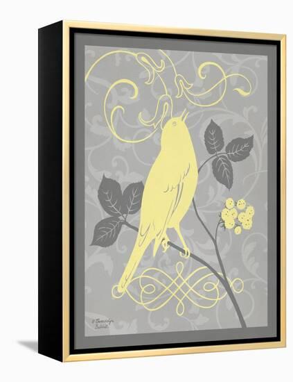 Grey & Yellow Bird III-Gwendolyn Babbitt-Framed Stretched Canvas