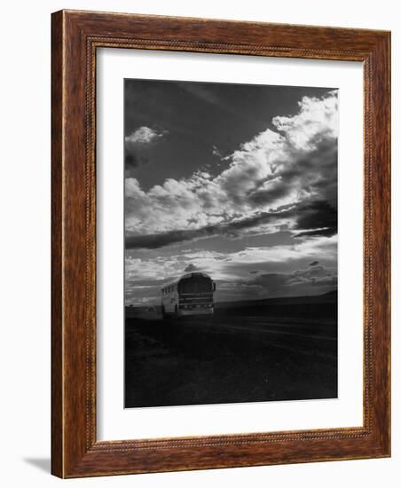 Greyhound Bus Driving Down Highway 30-Allan Grant-Framed Photographic Print