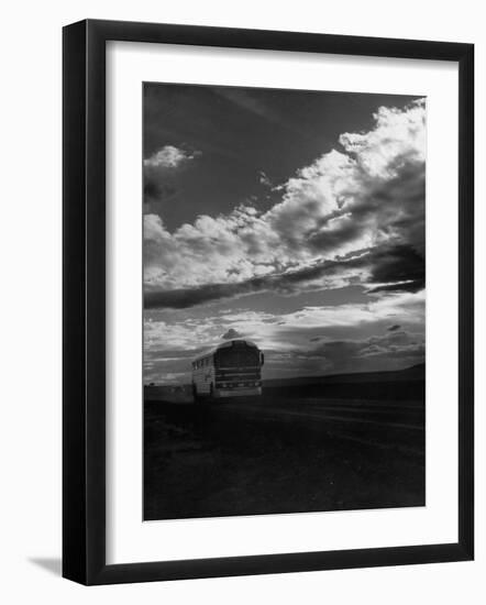 Greyhound Bus Driving Down Highway 30-Allan Grant-Framed Photographic Print