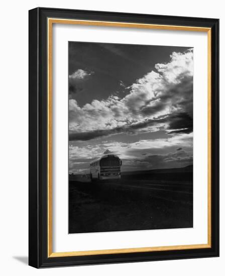 Greyhound Bus Driving Down Highway 30-Allan Grant-Framed Photographic Print