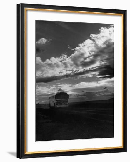 Greyhound Bus Driving Down Highway 30-Allan Grant-Framed Photographic Print