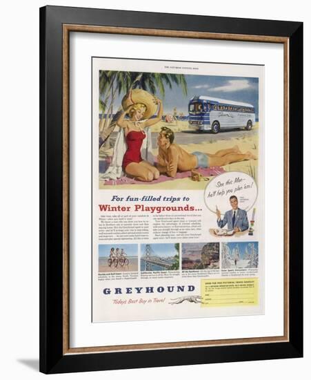 Greyhound Coaches Take You to Winter Sunshine at Scarcely More Cost Than Staying at Home-null-Framed Art Print