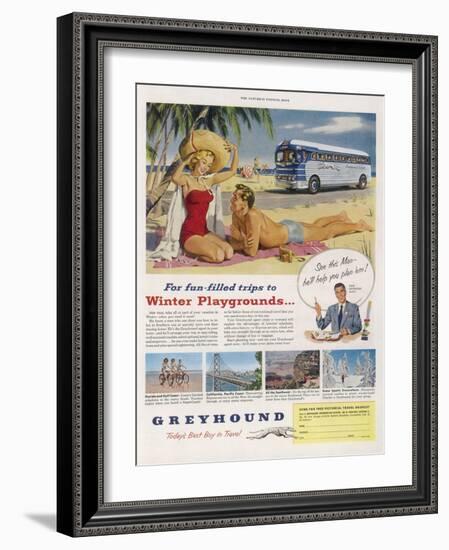 Greyhound Coaches Take You to Winter Sunshine at Scarcely More Cost Than Staying at Home-null-Framed Art Print