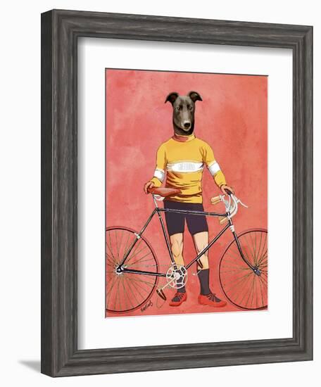 Greyhound Cyclist-Fab Funky-Framed Art Print