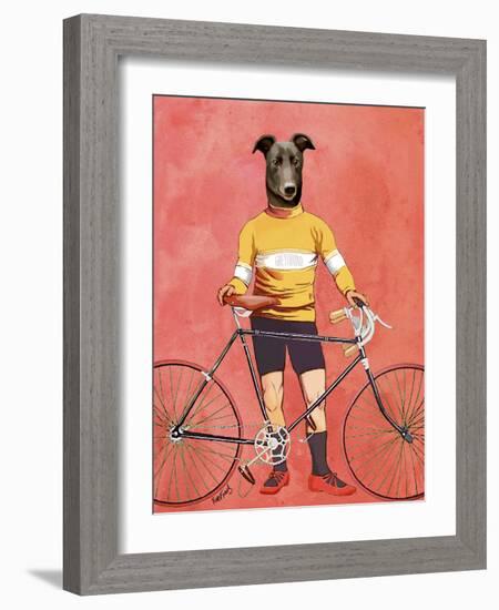 Greyhound Cyclist-Fab Funky-Framed Art Print