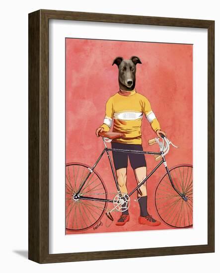 Greyhound Cyclist-Fab Funky-Framed Art Print