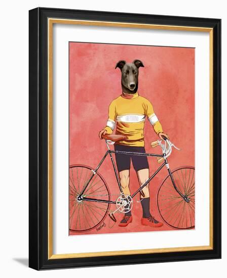 Greyhound Cyclist-Fab Funky-Framed Art Print