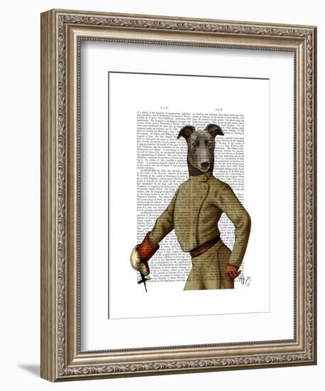 Greyhound Fencer Dark Portrait-Fab Funky-Framed Art Print