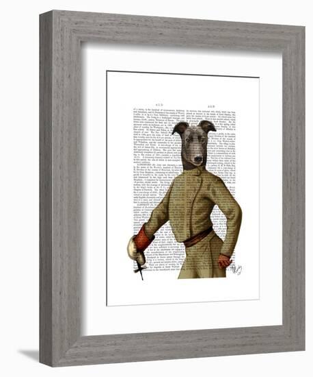 Greyhound Fencer Dark Portrait-Fab Funky-Framed Art Print