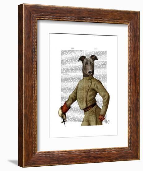 Greyhound Fencer Dark Portrait-Fab Funky-Framed Art Print