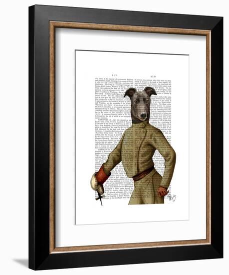 Greyhound Fencer Dark Portrait-Fab Funky-Framed Art Print