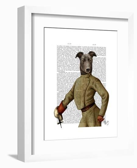 Greyhound Fencer Dark Portrait-Fab Funky-Framed Art Print