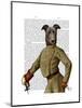 Greyhound Fencer Dark Portrait-Fab Funky-Mounted Art Print