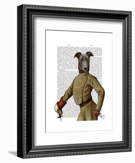 Greyhound Fencer Dark Portrait-Fab Funky-Framed Art Print