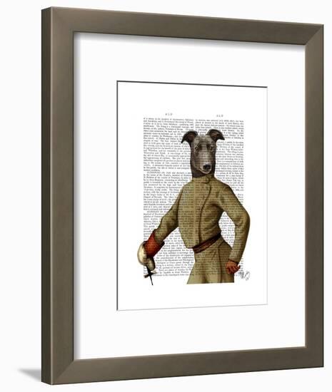 Greyhound Fencer Dark Portrait-Fab Funky-Framed Art Print