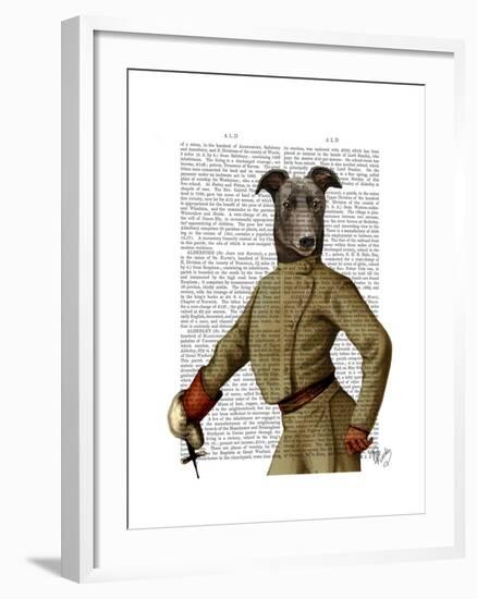 Greyhound Fencer Dark Portrait-Fab Funky-Framed Art Print