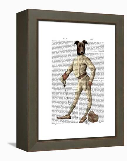 Greyhound Fencer in Cream Full-Fab Funky-Framed Stretched Canvas