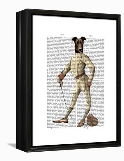 Greyhound Fencer in Cream Full-Fab Funky-Framed Stretched Canvas