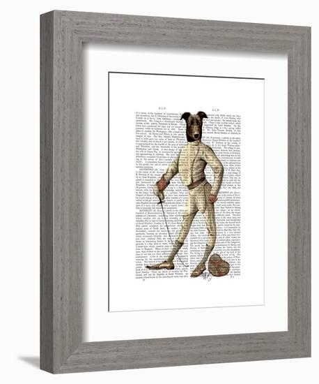 Greyhound Fencer in Cream Full-Fab Funky-Framed Art Print