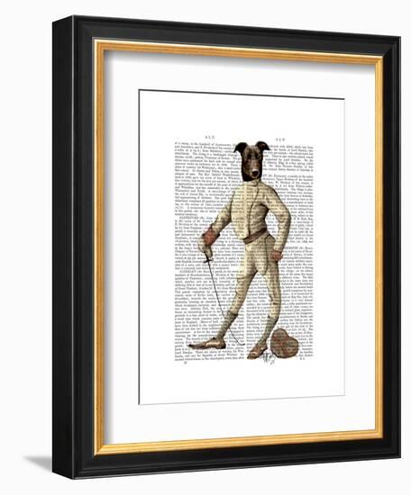 Greyhound Fencer in Cream Full-Fab Funky-Framed Art Print