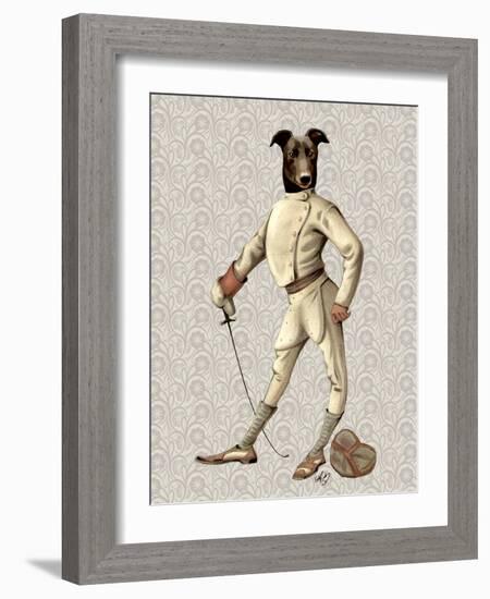 Greyhound Fencer in Cream Full-Fab Funky-Framed Art Print