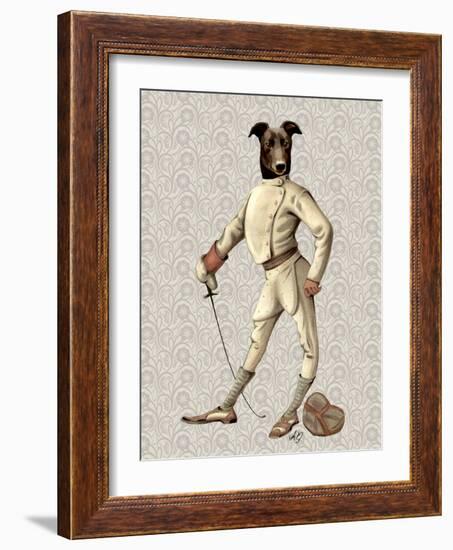 Greyhound Fencer in Cream Full-Fab Funky-Framed Art Print