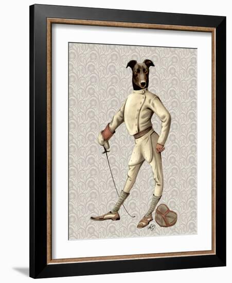 Greyhound Fencer in Cream Full-Fab Funky-Framed Art Print