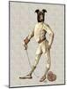 Greyhound Fencer in Cream Full-Fab Funky-Mounted Art Print