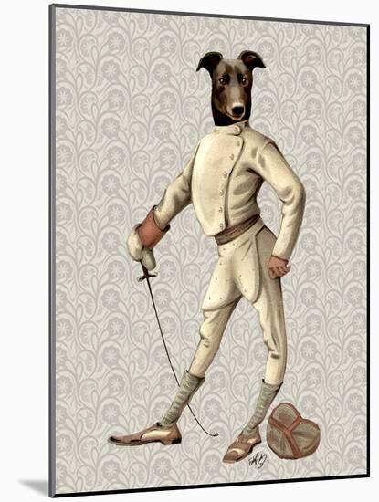 Greyhound Fencer in Cream Full-Fab Funky-Mounted Art Print