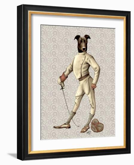 Greyhound Fencer in Cream Full-Fab Funky-Framed Art Print