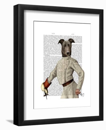 Greyhound Fencer in Cream Portrait-Fab Funky-Framed Art Print